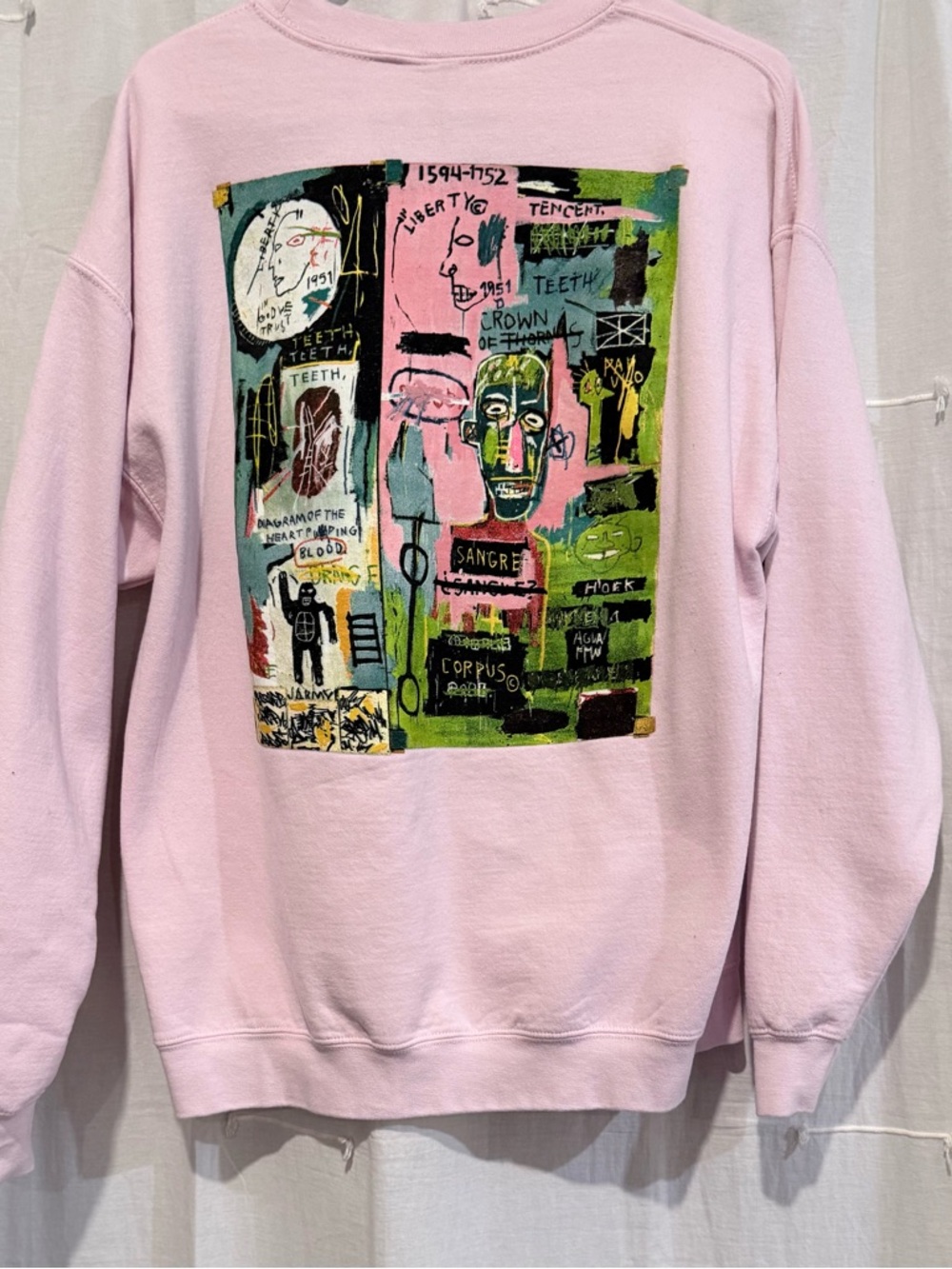 Basquiat Crown Pink Crewneck Sweatshirt Size Large